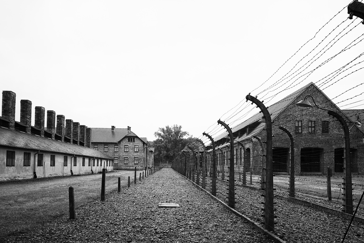 Noir et blanc camp barbelés