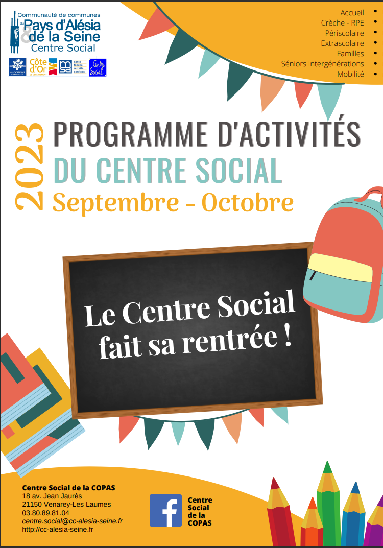 Affiche du centre social programme septembre octobre 2023